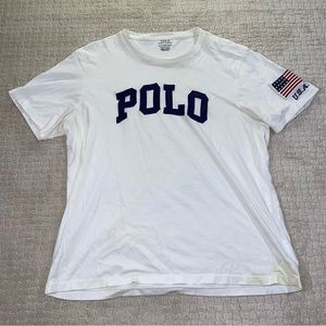 90’s Polo Ralph Lauren Sport Spell Out White T Shirt XL